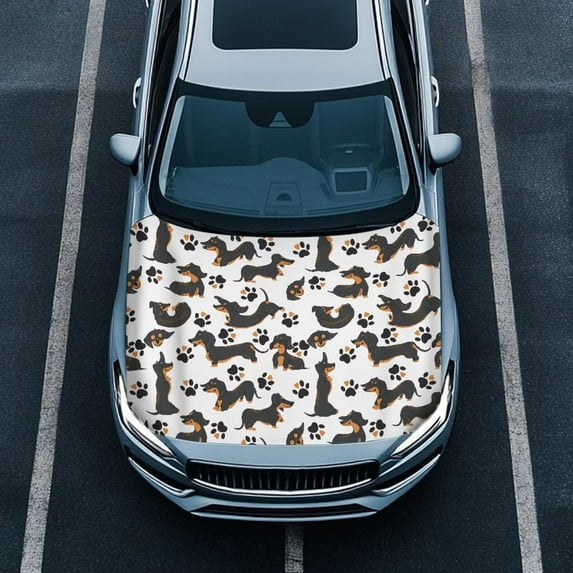 Uorisanigo Dachshund Dog Paws Auto Hood Cover Elastic Universal Car Bonnet Banner Easy to Install Car Hood Cover Protector Universal Fit Women Men Automotive Exterior Accessories