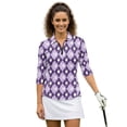thumbnail image 1 of Uorisanigo Diamond Block Women's Golf Shirt Size 2XL Fashionable Women's 3/4 Sleeve Athletic Golf Shirts Versatile Workout Tops Zip Up Collar Quick Dry Outing Wear Workout Sports, 1 of 7