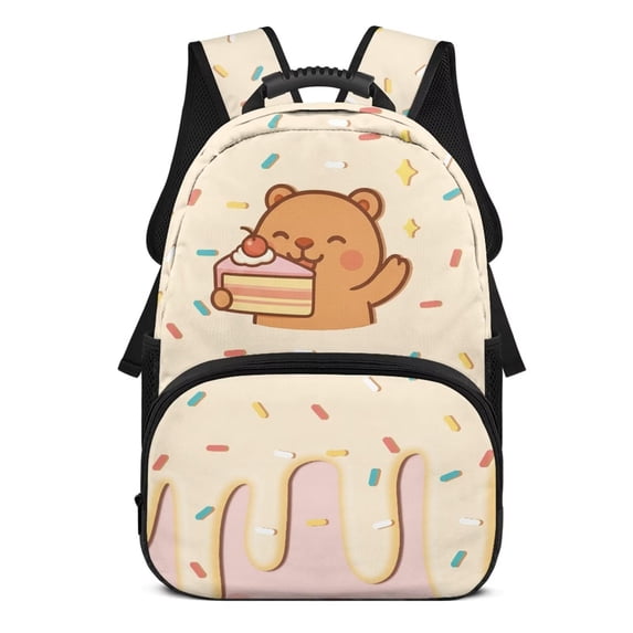 Uorisanigo Donut Bear Print Kids Backpack 5-12 Year Lightweight Children School Bag with Side Water Bottle Holder for Preschool Kindergarten Elementary