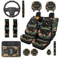 thumbnail image 1 of Uorisanigo Dragonfly Floral 14 Pieces Automobile Seat Cover Sets Steering Wheel Cover Comfortable Car Headrest Cover and Center Console Cover Cars Seat Belt Pad Cover Fit for Most Car,Suv, 1 of 6
