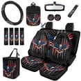 thumbnail image 1 of Uorisanigo Eagle American Flag 15 PCS Car Seat Cover Set with Steering Wheel Cover,Seatbelt Covers,Trash Can,Air Vent Storage Bag,Rearview Mirror,Car Coasters,Keychainx Auto Interior Accessories, 1 of 7