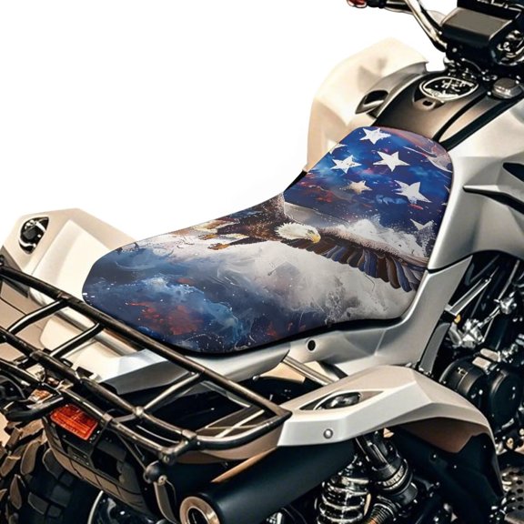 Uorisanigo Eagle American Flag ATV Seat Cover Breathable Removable Non-Slip Four Wheeler Seat Cover Waterproof Protection Accessories Compatible with Sportsman Rancher Foreman Scrambler