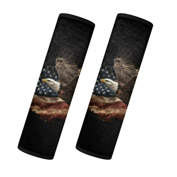 Uorisanigo Eagle American Flag Seat Belt Sets Covers Flannel 2-Pack Universal Car Seat Belt Pads Cover Comfortable Driving Car Seat Strap Pads Compatible with Most Cars