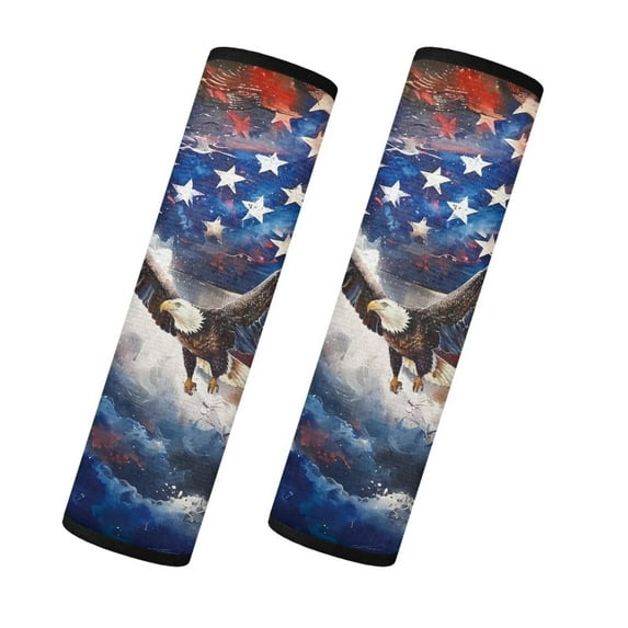 Uorisanigo Eagle USA Flag Seatbelt Cushion Facecloth Seatbelt Shoulder Pad 2 PCS Soft and Comfortable Seatbelt Covers for Car Interior Accessorie