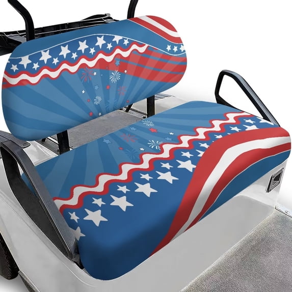 Uorisanigo Elastic Golf Cart Seat Covers 2-Pack Set, Breathable 4th of July Decoration Golf Cart Seats Cover Replacement Seat Protectors Club Car Accessories
