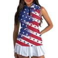 thumbnail image 1 of Uorisanigo Fashion American Flag Womens Golf Shirt Soft Polyester Spandex Fabric Womens Golf Shirt Sleeveless Patriotic Zip Up Shirts Quick Dry Outing Wear Size XL, 1 of 7