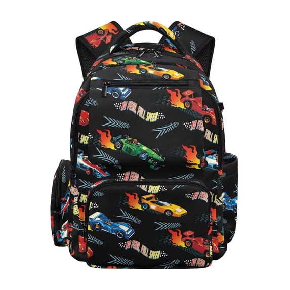 Uorisanigo Fire Sports Car Teens Backpack for Boys 8-15, Lightweight Elementary School Bookbag, Durable Rucksack with Adjustable Shoulder for Travel and Hiking