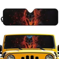 Uorisanigo Fire Wolf Windshield Sun Shade for 2018-2024 2025 Jeep Wrangler JL / 2020-2024 Jeep Gladiator JT,Windshield Sunshade Window Sun Visor Blocks UV Rays Heat