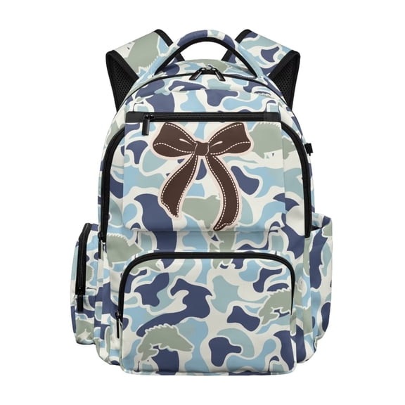 Uorisanigo Fish Camo Bow School Backpack for Toddler Boys Preschool Kindergarten Small Lightweight Daypack Breathable Casual Bookbag for Daily Use