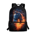 thumbnail image 1 of Uorisanigo Flaming Horse School Bag for Boys 6-12 Year Old with Padded Straps Kids Backpack Casual Daypack Travel or Sports Bags Universal Fit Preschool Elementary Kindergarten, 1 of 6