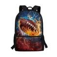 thumbnail image 1 of Uorisanigo Flaming Rugby Ball School Bag for Girls Boys 5-12 Year Lightweight Children's Backpacks for Preschool Elementary Kindergarten School Bag with Adjustable Shoulder Straps, 1 of 6