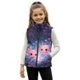 thumbnail image 1 of Uorisanigo Fleece Jacket Vest for Girl & Boys Lightweight Sleeveless Full Zip Warm Cherry Blossom Axolotl Outwear with Pockets Soft Puffy Kids Outdoor Layering Size 2-12, 1 of 7
