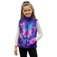 thumbnail image 1 of Uorisanigo Fleece Jacket Vest for Girl & Boys Lightweight Sleeveless Full Zip Warm Outwear with Pockets Soft Cozy Purple Butterfly Floral Waistcoat for Fall Winter Layering Size 2-12, 1 of 7