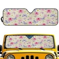 thumbnail image 1 of Uorisanigo Floral Butterfly Windshield Sun Shade Compatible with 2018-2025 Jeep Wrangler JL and Compatible with 2020-2025 Jeep Gladiator Foldable Windshield Sun Visor Blocks UV Rays, 1 of 7