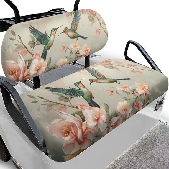 Uorisanigo Flower Hummingbird Golf Cart Seat Cushion Non-Slip Golf Cart Seat Covers Club Car Elastic Golf Cart Seat Protector for All EZGO, Yamaha, Club Cars, Icon and More 2-Seats Cart