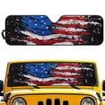 thumbnail image 1 of Uorisanigo Foldable American Flag Print Windshield Sun Shade Compatible with 2007-2024 Wrangler Rubicon Sahara TJ JK JKU 2 & 4 Door Car Sun Shade Keep Car Interior Cooler, 1 of 7