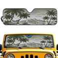 thumbnail image 1 of Uorisanigo Foldable Windshield Sun Shade Compatible with Jeep Wrangler Beach Palm Tree Sun Shade Compatible with 2024 2025 Jeep Wrangler JL 2/4 Door, Windshield Cover Keep Car Interior Cooler, 1 of 7