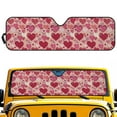 thumbnail image 1 of Uorisanigo Foldable Windshield Sun Shade for Jeep Wrangler Rubicon Sahara TJ JK JKU 2 Door & 4 Door, Pink & Red Heart Windshield Sun Visor Reflective Polyester Blocks Heat and UV, 1 of 7