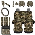 thumbnail image 1 of Uorisanigo Forest Print Car Seat Cover Full Set of 18 Pack with Steering Wheel Cover Shoulder Strap Protector Center Console Pad Headrest Covers Shift Knob Cover Car Coasters Key Chains, 1 of 7