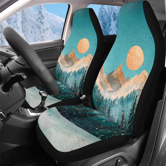 Uorisanigo Front Car Seat Cover - Pertty Scenery 2-Pack Bucket Auto Front Seat Protectors Universal for SUVs, Trucks, Cars, Breathable & Stylish Car Accessories Cushions