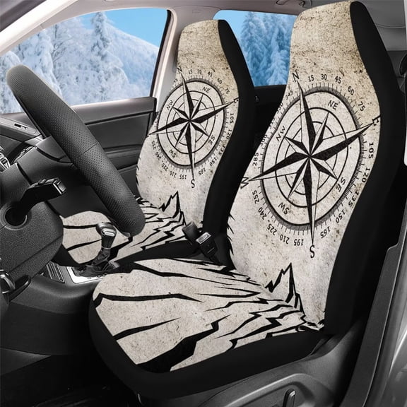 Uorisanigo Front Car Seat Protective Covers - Non-Slip Mountain Art Print Seat Cover Universal Fit for SUV Truck Sedan Most Vehicles - 2PCS Car Driver Seats Covers Accessories