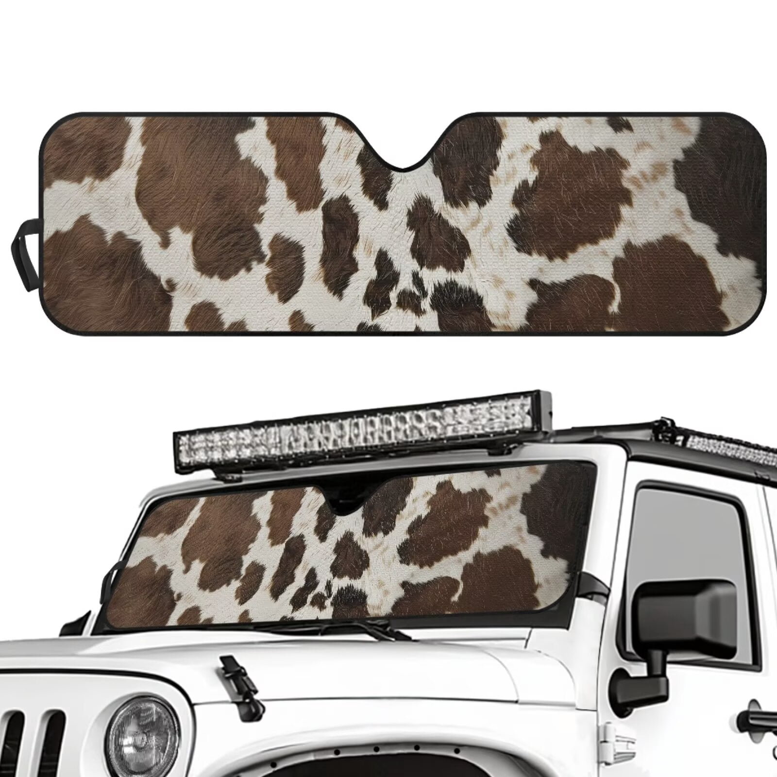 Uorisanigo Front Windshield Sunshade Fit for Jeep Wrangler JK JKU JL JLU 1997-2025 & Jeep Gladiator JT 2020-2024, Foldable Car Sun Shade Blocks UV Rays Keep Vehicle Cooler
