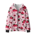 thumbnail image 1 of Uorisanigo Full Zip Hoodie Hooded Sweatshirt Long Sleeve Red Strawberry Pullover Shirts Tops with Kangaroo Pockets, Outwear Coat Jackets for Vacation Shopping Exercise Wear, 1 of 7
