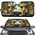 thumbnail image 1 of Uorisanigo Funny Giraffe Animal Driving Print Car Sun Shade Anti-UV Windshield Shade Car Sun Shade Side Window Interior Accessories UV Ray Reflector Easy to Store for Truck SUV Vehicle Sedans, 1 of 7