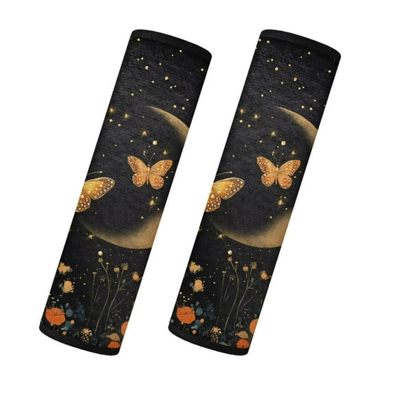Uorisanigo Galaxy Butterfly Moon Seatbelt Covers Flannel 2-Pack Universal Car Seat Belt Pads Cover Car Accessories Decoration Accessory Shoulder Strap Pads Compatible with Most Cars