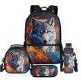 thumbnail image 1 of Uorisanigo Galaxy Wolf School Backpack Set with Lunch Box Pencil Case Water Bottle Holder Pouch, 4 Pieces, Boys, Bookbag Children's Backpacks for Middle School, 1 of 7