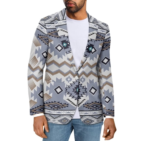 Uorisanigo Geometric Print Mens Blazers Soft One Button Mens Knit Blazer Jacket Casual Regular Fit Size S Lightweight Sport Coat Jacket Fashion Knit for Men
