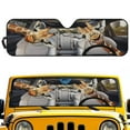 thumbnail image 1 of Uorisanigo Giraffe Driving Print Windshield Sunshade for Jeep Wrangler,Sun Visor Windshield Shade Blocks UV Rays,Sun Shade Heat Shield for Rubicon Sahara TJ JK JKU 2 & 4 Door Protect Car Interior, 1 of 7