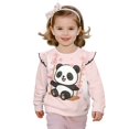 thumbnail image 1 of Uorisanigo Girl Long Sleeve Sweatshirt Ruffle Shoulder Pullover Tops Casual Crewneck Cute Panda Floral Sweatshirts 2-3T Comfortable Fall Winter Spring Clothes, 1 of 7