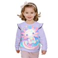 thumbnail image 1 of Uorisanigo Girl Sweatshirt Crewneck Pullover Tops Ruffle Sleeve Pink Axolotl Star Sweatshirts Comfy T-Shirts Kids Hoodie Sweater Tops Fall Fashion, 1 of 7