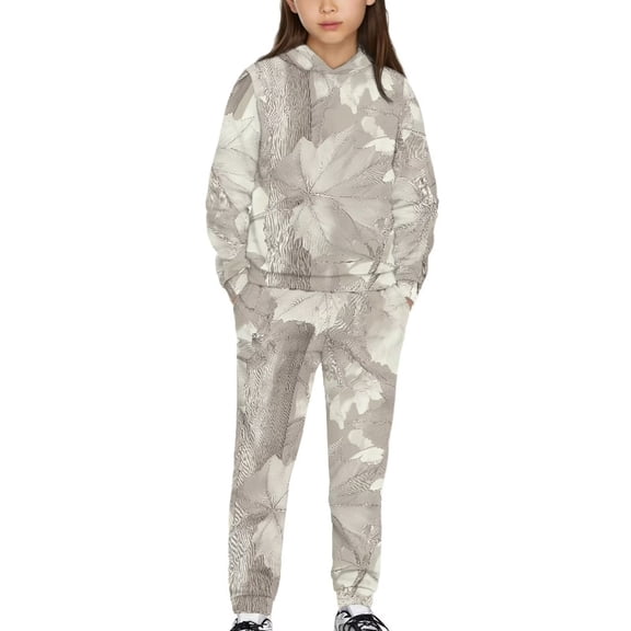 Uorisanigo Girls Boys 2 Pack Outfits Sweatsuit Oversized Kids Hunting Camo Forest Hooded Hoodie and Jogger Sweatpants Outfits Set with Pockets Kids Youth Matching Set