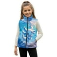 thumbnail image 1 of Uorisanigo Girls Boys Zippered Vest Blue Axolotl Print Puffy Sleeveless Jacket with Pockets, Soft Stand Collar Vest Warm Outwear Fall Winter Fashion Outdoor Layering Size 2-12, 1 of 7