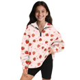thumbnail image 1 of Uorisanigo Girls Half Zip Collar Sweatshirts Casual Strawberry Print Long Sleeve Pullover Jackets Fashion Fall Winter Clothes Athletic Sweatshirts Pullover Jacket Outerwear, 1 of 7