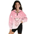 thumbnail image 1 of Uorisanigo Girls Half Zip Collar Sweatshirts Fall Fashion Cute Pink Pig Long Sleeve Pullover Crop Tops Oversized Athletic Sweaters Workout Shirts Fit Vacation Shopping Exercise Wear, 1 of 7