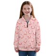 thumbnail image 1 of Uorisanigo Girls Half Zip Cropped Pullover Sweatshirt Loose Pink Piggy Long Sleeve Shirts Top Fall Spring Outfits Clothes Quarter Zipper Hoodies No Hood for Sports and Daily Wear, 1 of 7