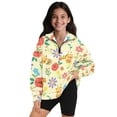 thumbnail image 1 of Uorisanigo Girls Half Zip Pullover Sweatshirt Fall Fashion Long Sleeve Pullover Tops Oversized Cute Bee Print Quarter Zipper Cropped Sweatshirt for Sports and Daily Wear, 1 of 7