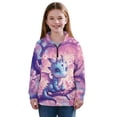 thumbnail image 1 of Uorisanigo Girls Half Zip Sweatshirt Fall Fashion Outfits Clothes Cherry Blossom Dragon Long Sleeve Pullover Crop Tops Drop Shoulder Pullover Jackets Athletic Tops for Sports and Daily Wear, 1 of 7