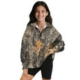 thumbnail image 1 of Uorisanigo Girls Half Zip Sweatshirt Fashion Long Sleeve Pullover Top Fall Spring Outfits Clothes Oversized Camo Hunting Print Quarter Zipper Cropped Sweatshirt for Sports and Daily Wear, 1 of 7
