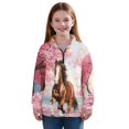 thumbnail image 1 of Uorisanigo Girls Half Zipper Sweatshirts Oversized Long Sleeve Lapel Zipper Sweatshirts Drop Shoulder Cherry Blossom Horse Cropped Pullover Hoodies for Teen Girl Athletic Outerwear, 1 of 7