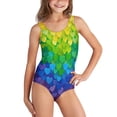 thumbnail image 1 of Uorisanigo Girls One Piece Swimsuits Colorful Heart Crossback Straps Bathing Suit Swimwear Sleeveless Swim Suit Pool Party, Size 9-10, 1 of 7