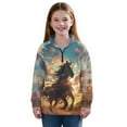 thumbnail image 1 of Uorisanigo Girls Sweatshirts Fashion Long Sleeve Lapel Zipper Sweatshirt Oversized Tribal Western Horse Quarter-Zip Pullover Jacket Fall Trendy Clothes Cropped Pullover Hoodies, 1 of 7
