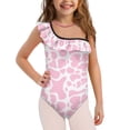 thumbnail image 1 of Uorisanigo Girls Swimsuit One Piece Size 3-4 Pink Cow Print Ruffle Bathing Suit Adjustable Strap Summer Beach Vacation Swimwear, 1 of 7