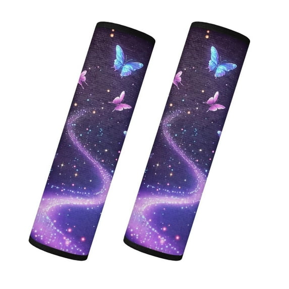 Uorisanigo Glowing Butterfly Flannel Seatbelt Cushion Soft and Comfortable Universal Car Seat Belt Pads Cover Comfortable Driving for Car Interior Accessorie