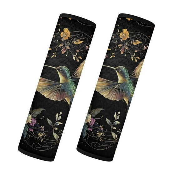 Uorisanigo Golden Hummingbird Seat Belt Cover 2 Pack Flannel Seatbelt Covers for Women Comfortable Driving Car Seat Strap Pads Car Accessories with All Cars and Backpack