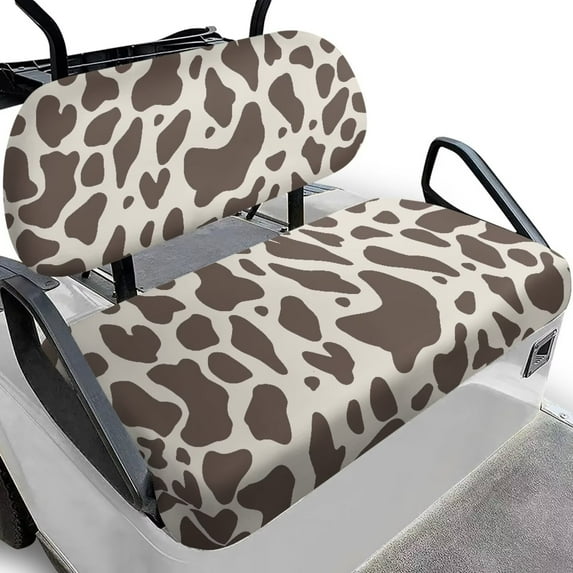 Uorisanigo Golf Cart Cushions Front Seat Soft Brown Cow Print Golf Cart Seat Covers Funny 2 Pcs Backrest and Seats Covers for EZGO TXT RXV/Club Car DS Easy to Install