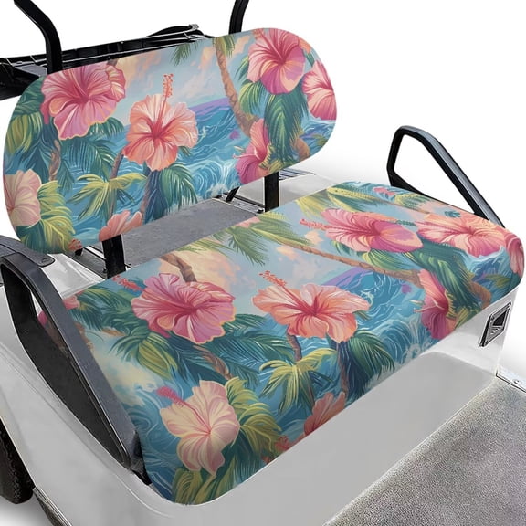 Uorisanigo Golf Cart Seat Cover Lightweight Dress UP Golf Cart Keeps Seats Hawaiian Pink Hibiscus Flowers Clean and Comfortable Club Car Accessories Suitable for All Seasons